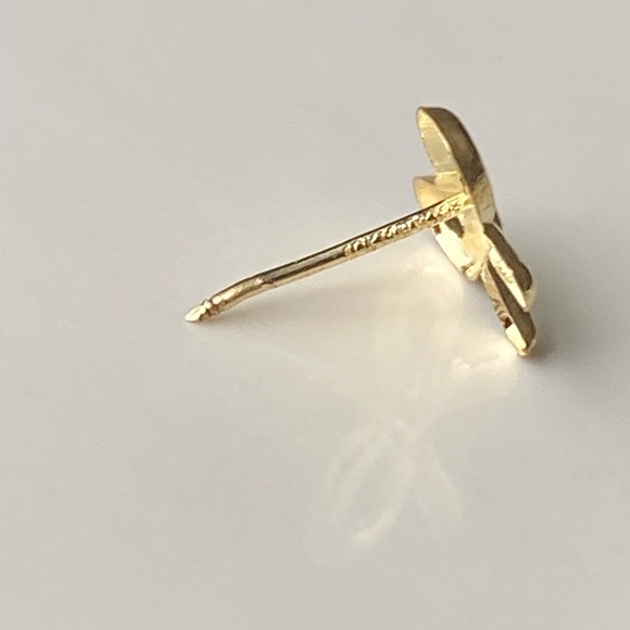10k Solid Gold Bow Earrings,Second hole Studs, Piercing Studs Earrings for kids - Picture 7 of 15